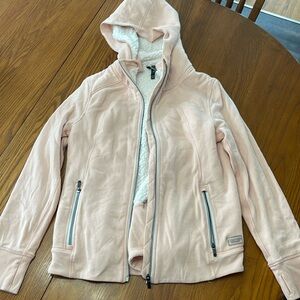 Calvin Klein Sherpa lined zip up hoodie - light pink